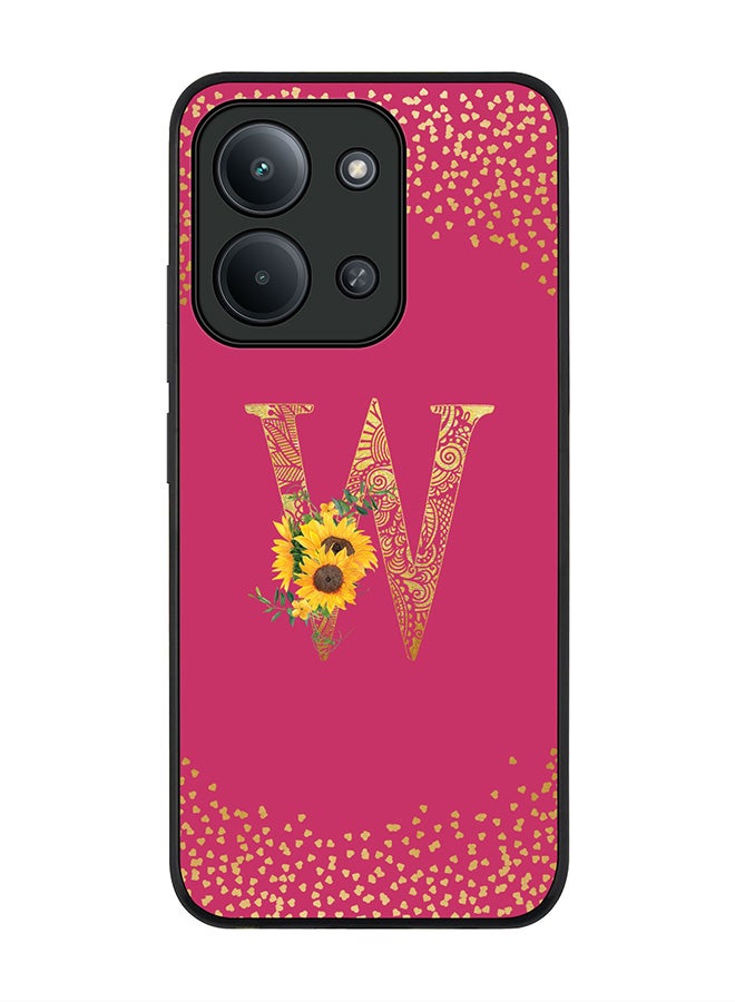 For Xiaomi Redmi 15C 4G Case,Slim fit Camera Protection, Shockproof Thin Phone cover  - Custom Floral Monogram - W ( Deep Pink )